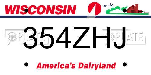 354ZHJ Wisconsin License Plate