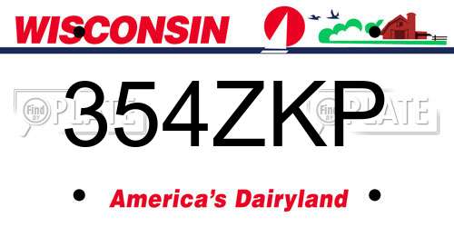 354ZKP Wisconsin License Plate