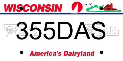 355DAS Wisconsin License Plate
