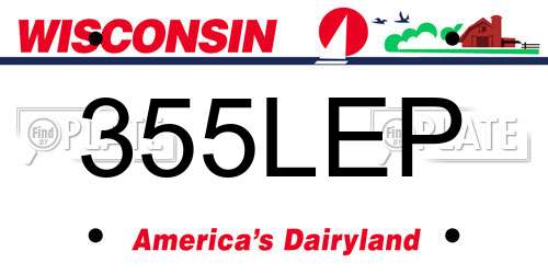 355LEP Wisconsin License Plate