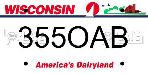 355OAB Wisconsin License Plate