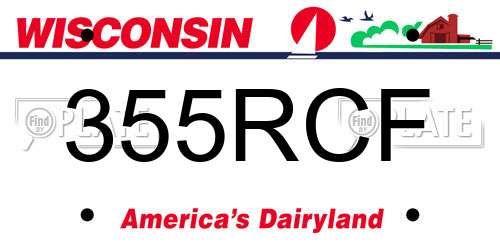 355RCF Wisconsin License Plate