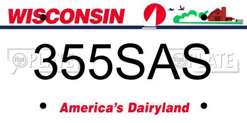 355SAS Wisconsin License Plate