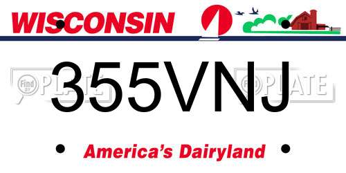 355VNJ Wisconsin License Plate