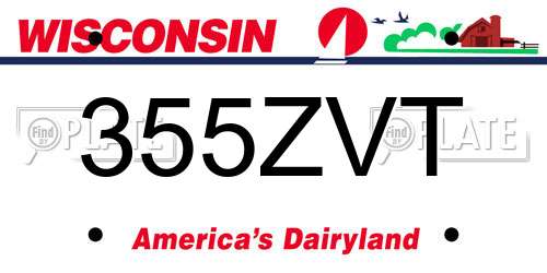 355ZVT Wisconsin License Plate
