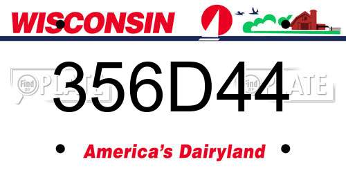 356D44 Wisconsin License Plate