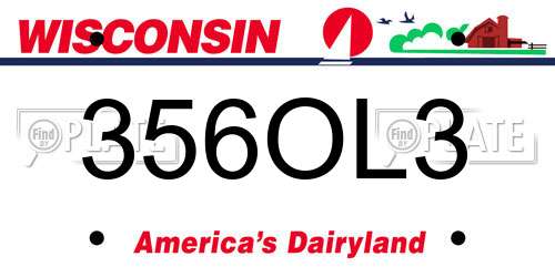 356OL3 Wisconsin License Plate
