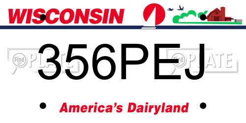 356PEJ Wisconsin License Plate