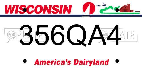356QA4 Wisconsin License Plate