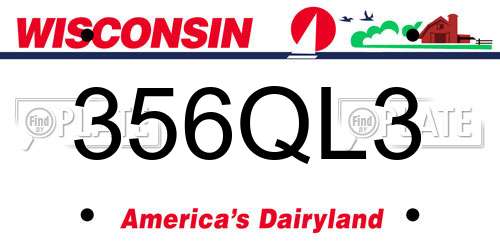 356QL3 Wisconsin License Plate