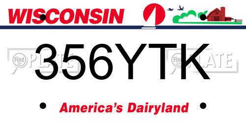 356YTK Wisconsin License Plate