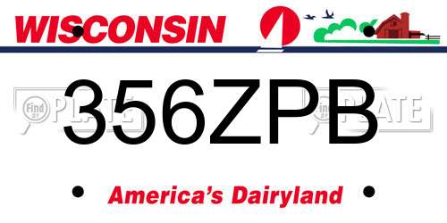 356ZPB Wisconsin License Plate