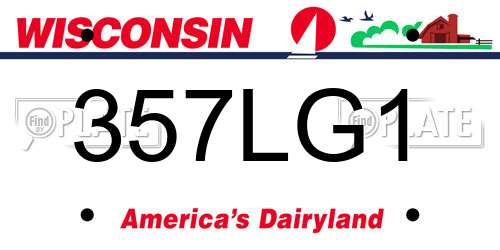 357LG1 Wisconsin License Plate