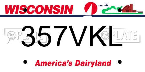 357VKL Wisconsin License Plate