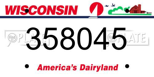 358045 Wisconsin License Plate