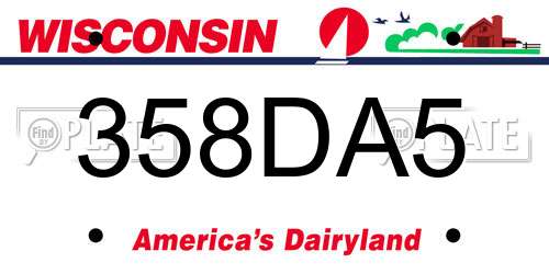 358DA5 Wisconsin License Plate