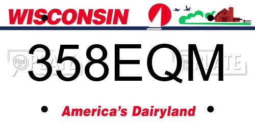 358EQM Wisconsin License Plate