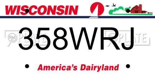 358WRJ Wisconsin License Plate