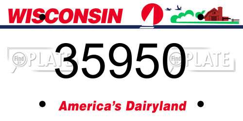 35950 Wisconsin License Plate