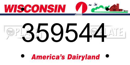 359544 Wisconsin License Plate