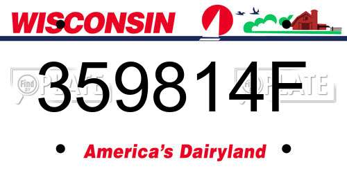 359814F Wisconsin License Plate