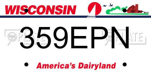 359EPN Wisconsin License Plate