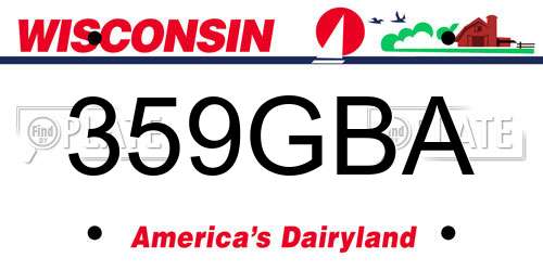 359GBA Wisconsin License Plate