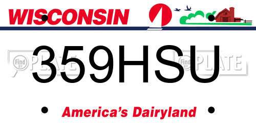 359HSU Wisconsin License Plate