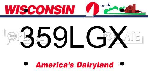 359LGX Wisconsin License Plate