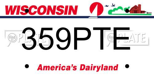 359PTE Wisconsin License Plate