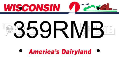 359RMB Wisconsin License Plate