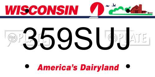 359SUJ Wisconsin License Plate