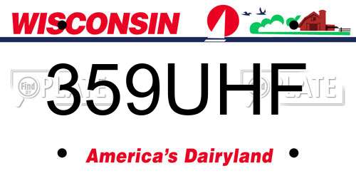 359UHF Wisconsin License Plate