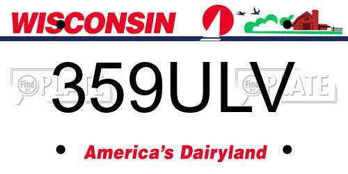 359ULV Wisconsin License Plate