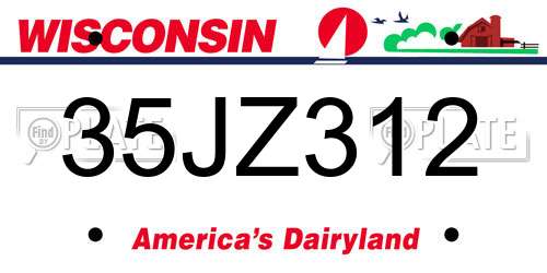 35JZ312 Wisconsin License Plate