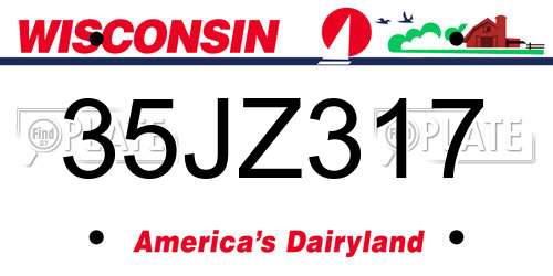 35JZ317 Wisconsin License Plate