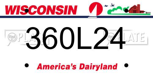 360L24 Wisconsin License Plate