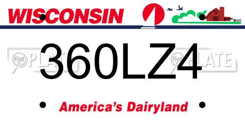 360LZ4 Wisconsin License Plate
