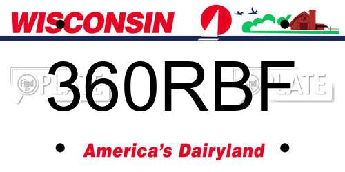360RBF Wisconsin License Plate