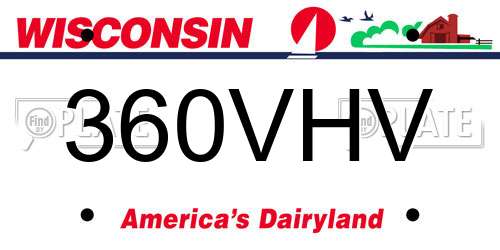 360VHV Wisconsin License Plate