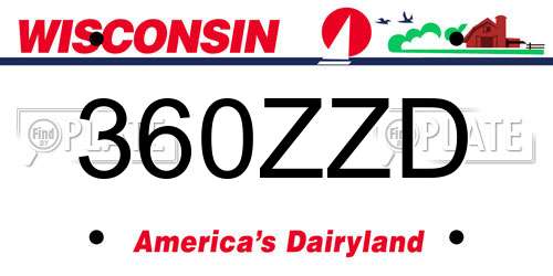360ZZD Wisconsin License Plate