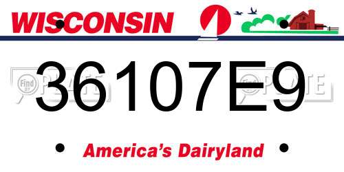 36107E9 Wisconsin License Plate
