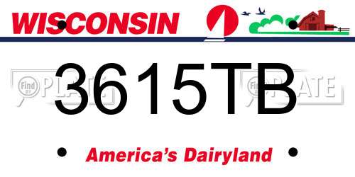 3615TB Wisconsin License Plate