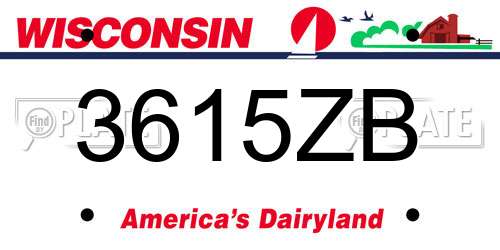 3615ZB Wisconsin License Plate