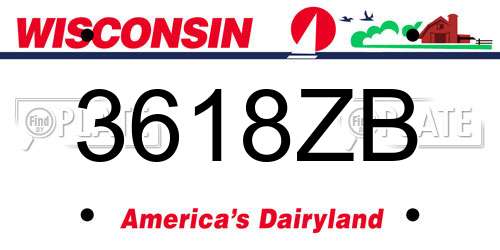 3618ZB Wisconsin License Plate
