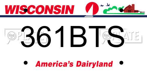 361BTS Wisconsin License Plate