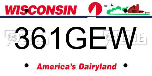 361GEW Wisconsin License Plate