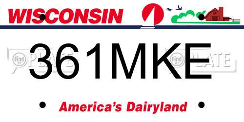 361MKE Wisconsin License Plate