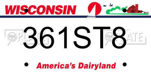 361ST8 Wisconsin License Plate