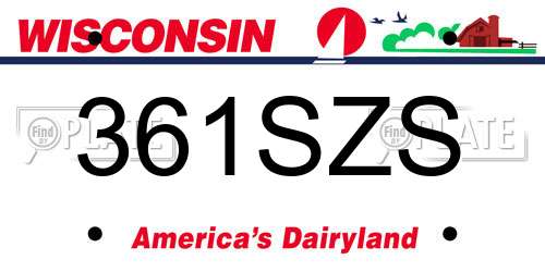 361SZS Wisconsin License Plate